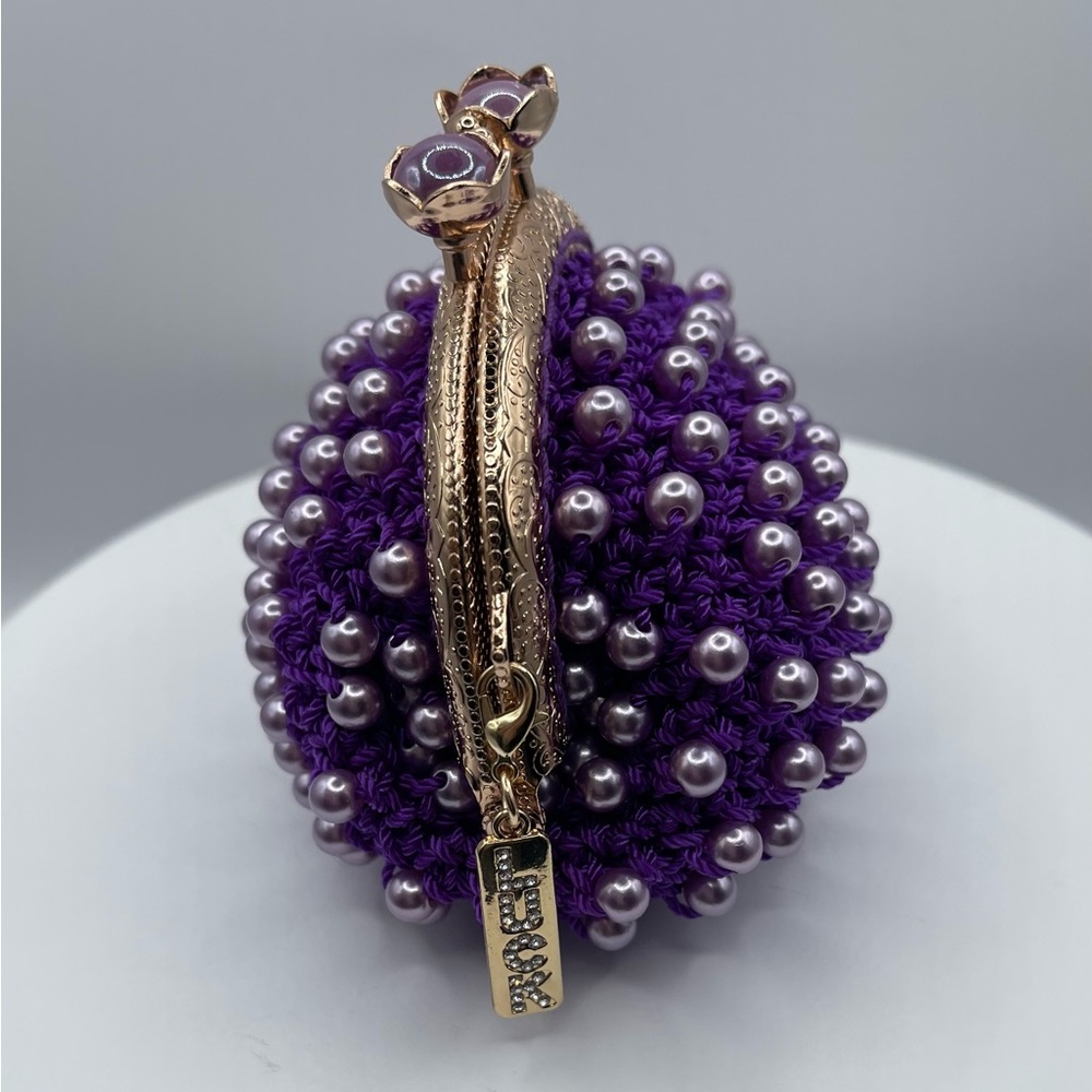 Purple Beaded Clutch with Gold Accents